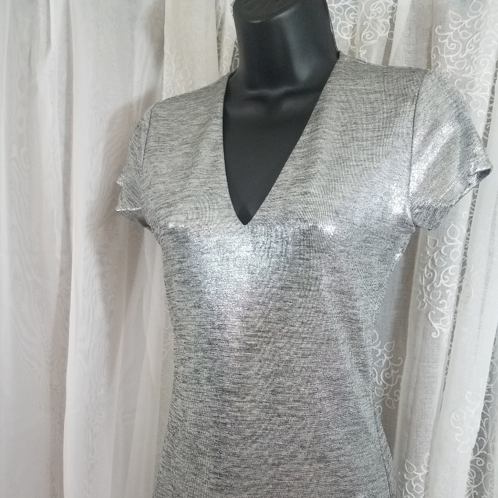 INC Silver Stretchy Shiny Top!